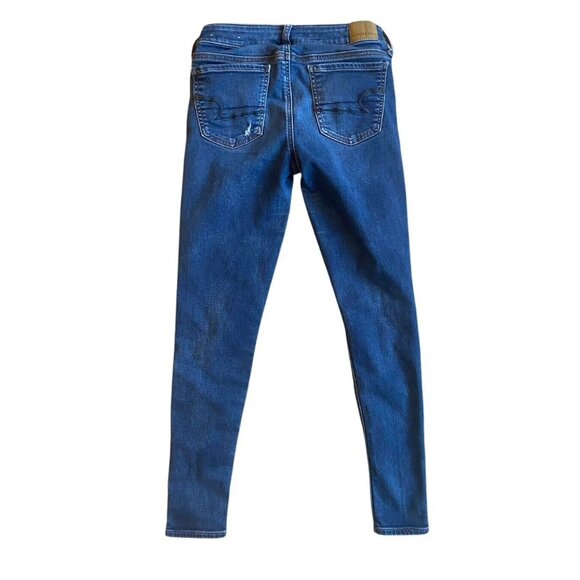 American Eagle Dark Wash Distressed Jegging Jeans Super‎ Stretch Size 2 Short - Picture 2 of 8